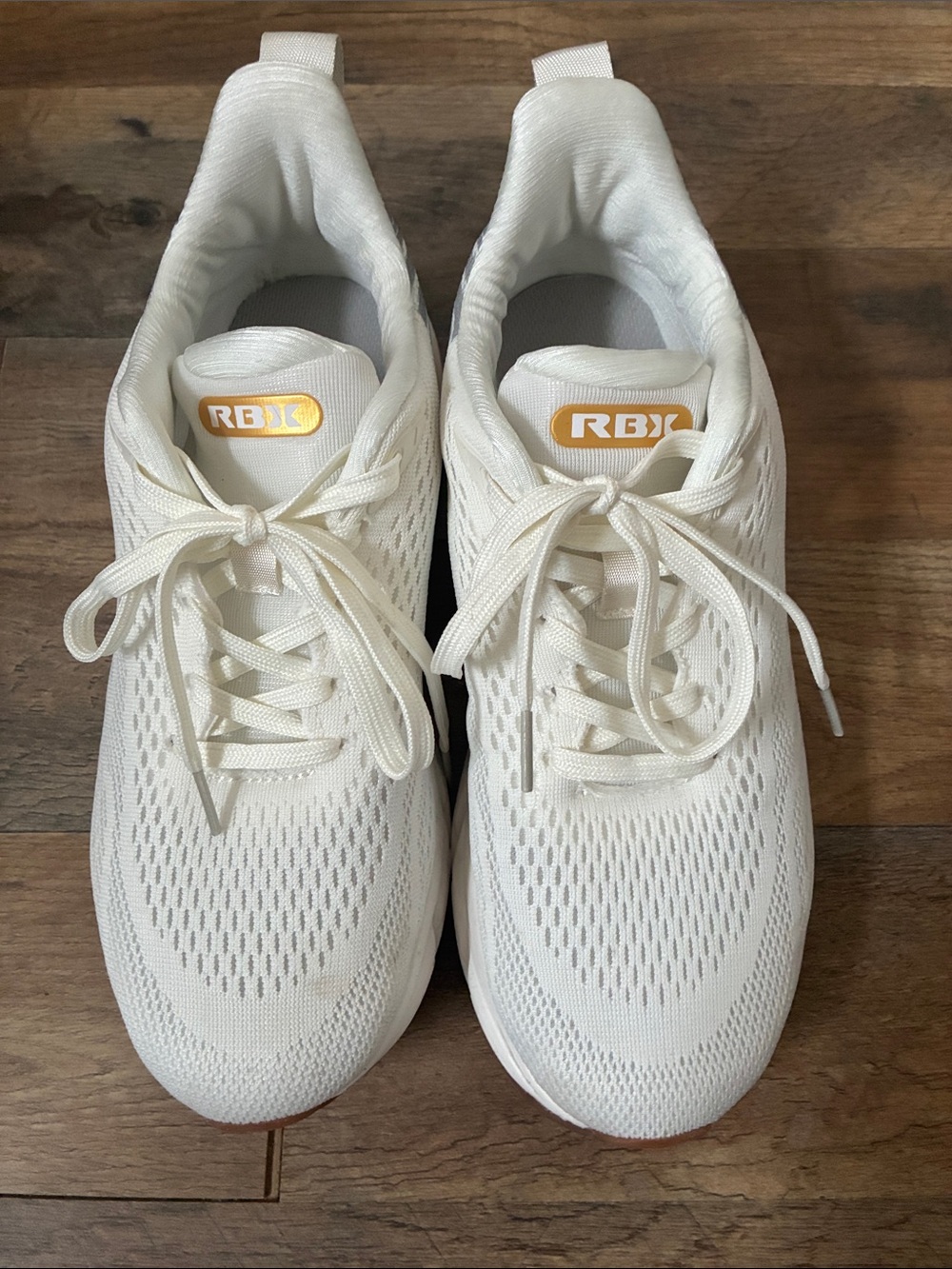 RBX Cream White Knit Lace-Up Sneakers woman’s 8.5 wide